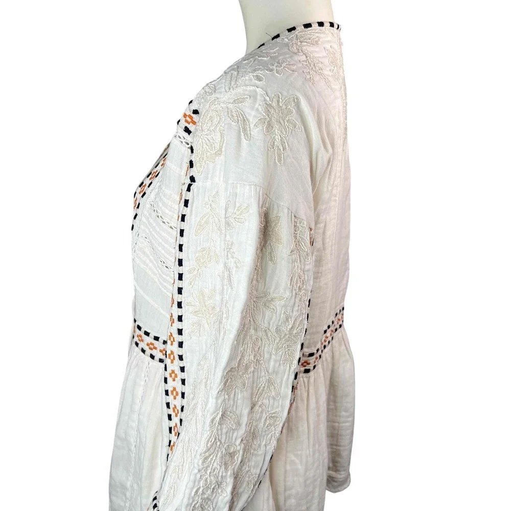 Sundance Marshmallow Embroidered Tassel Tie Open Front Bohemian Jacket‎ Womens L - Picture 11 of 12